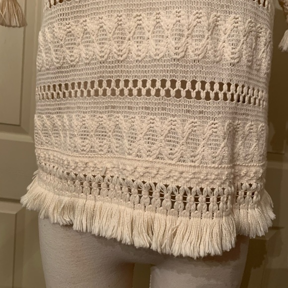 H&M  Cream Bohemian Fringe Lace Top Size 10 - Picture 3 of 8